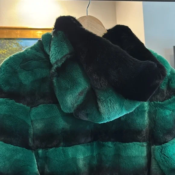 NEW ROYAL REX  COAT WITH HOOD
AUTHENTIC 100% AUTHENTIC FUR ⭐️ - Picture 5 of 13